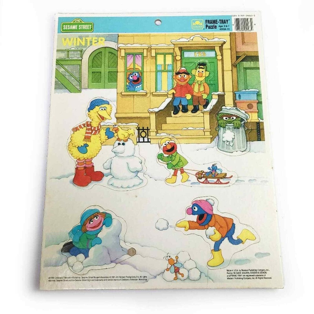 Sesame Street Puzzle Vintage CTW Golden Tray Puzzle WINTER